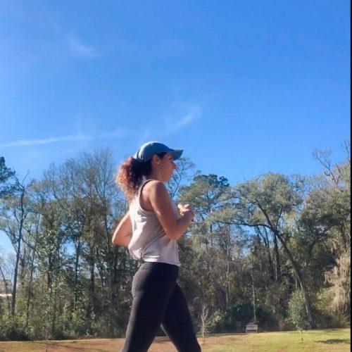 woman running outside